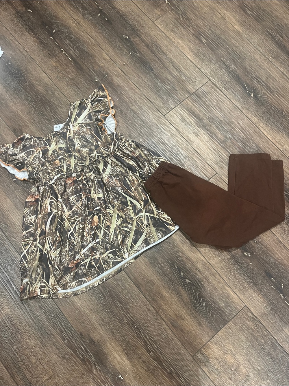 Kids Brown Camo Matching Set - Dress & Leggings